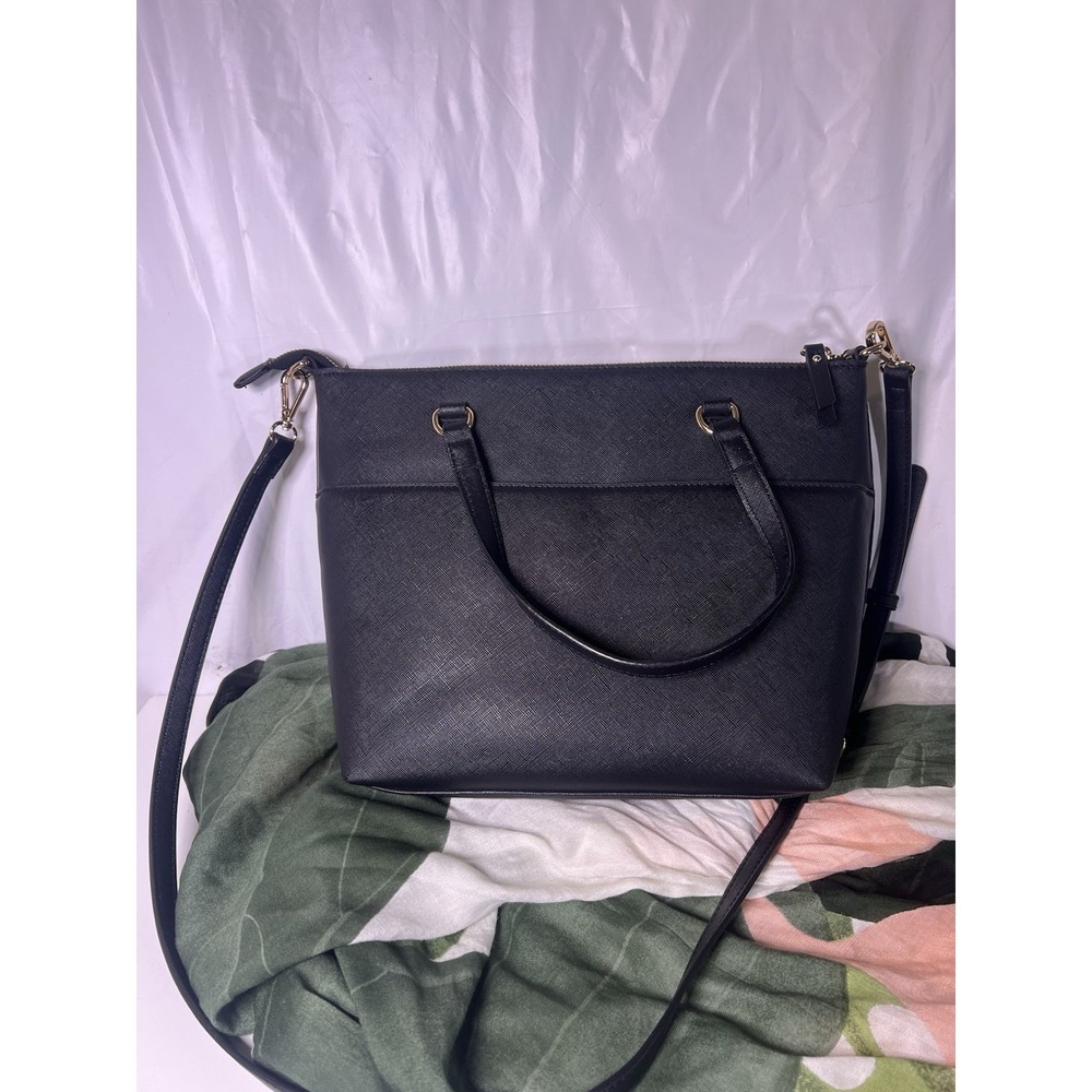 Anne Klein Satchel Crossbody Bag Black Zip Closure Sleek Beautiful - Picture 4 of 12